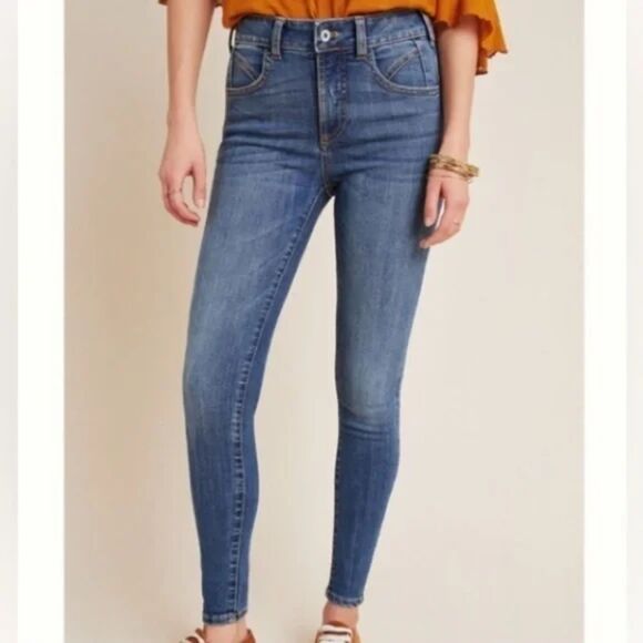 ANTHROPOLOGIE‎ Pilcro and The Letterpress High Rise Denim Leggings Sz 26 - Picture 1 of 7